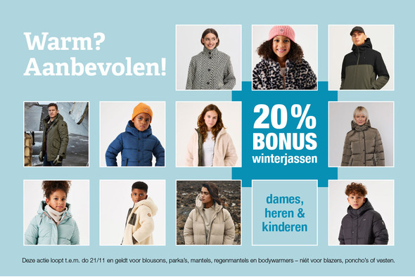 20% bonus op alle winterjassen