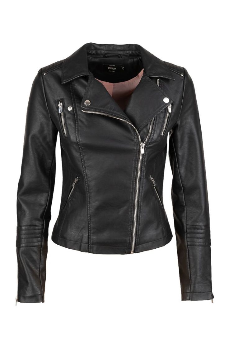 onlgemma faux leather biker ot black