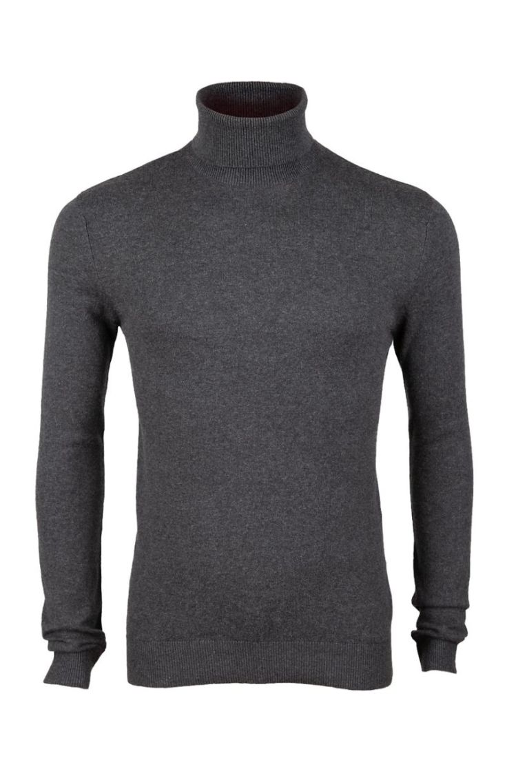 jjeemil knit roll neck dark grey melan