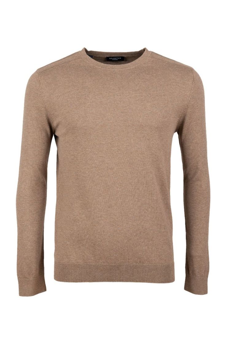 slhberg crew neck b teak melange