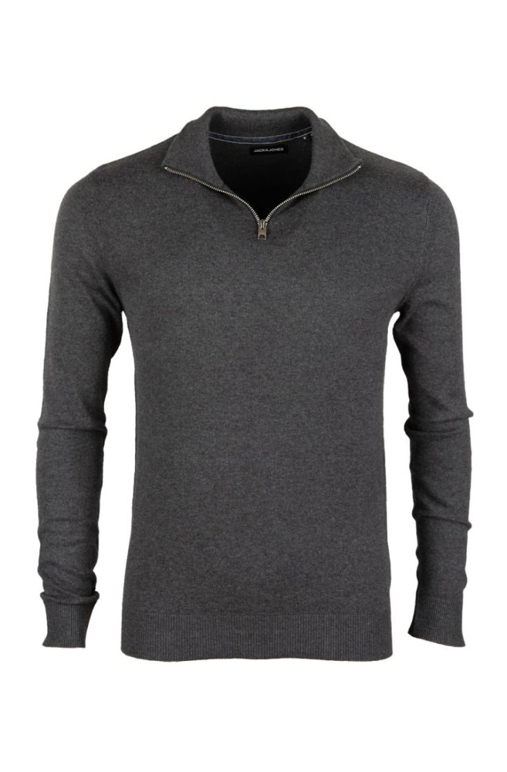 jjeemil knit half zip dark grey melan