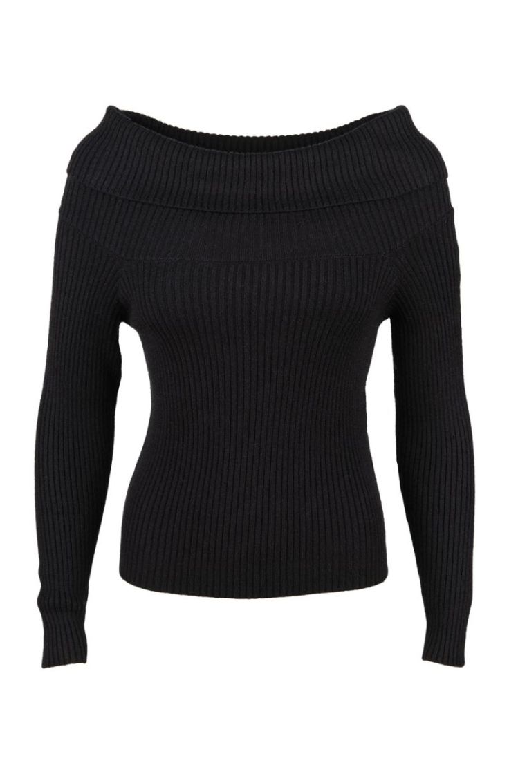 onlkatia ls off shoulder knt n black