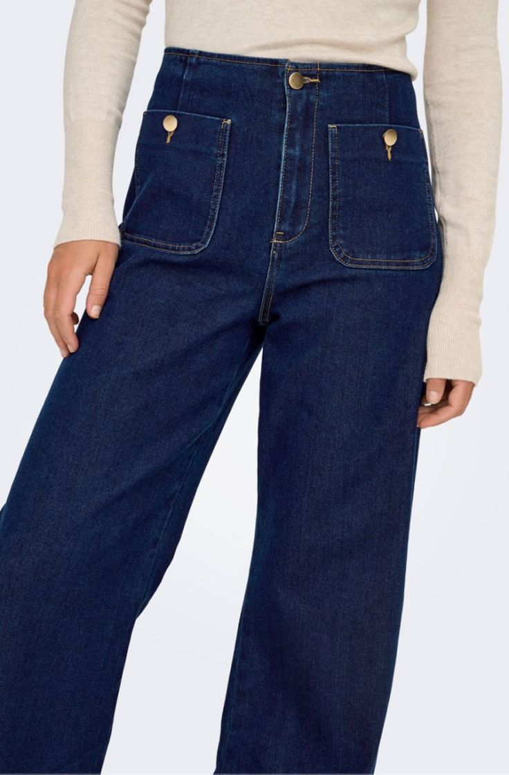 onlmadeline hw wide pocket dnm dark blue denim