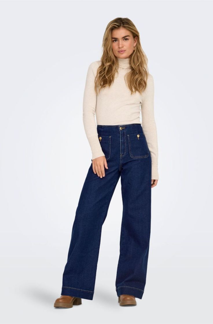 onlmadeline hw wide pocket dnm dark blue denim