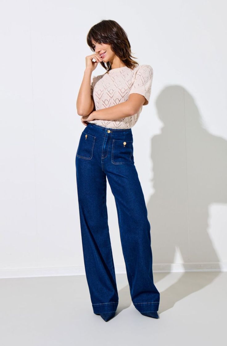 onlmadeline hw wide pocket dnm dark blue denim