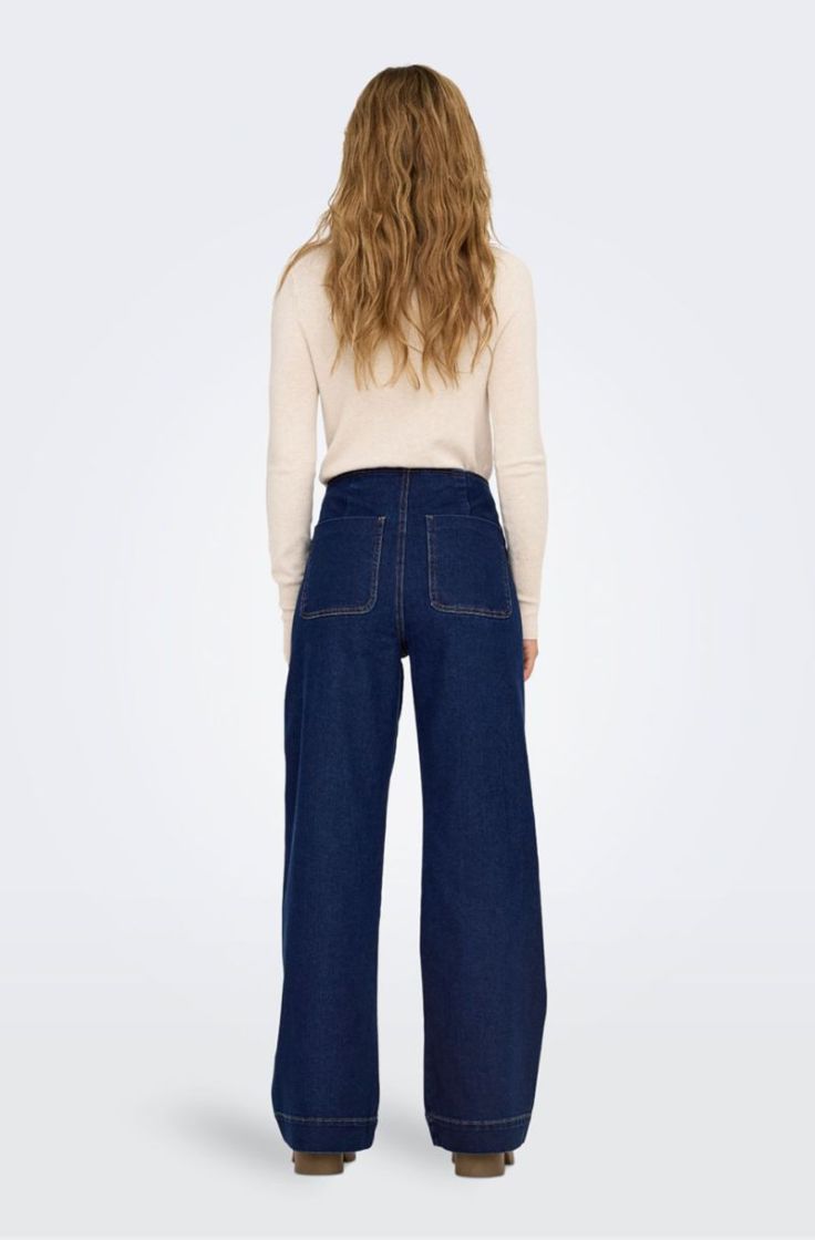 onlmadeline hw wide pocket dnm dark blue denim