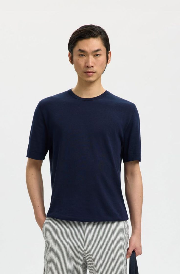 slhtorino ss knit crew neck navy blazer