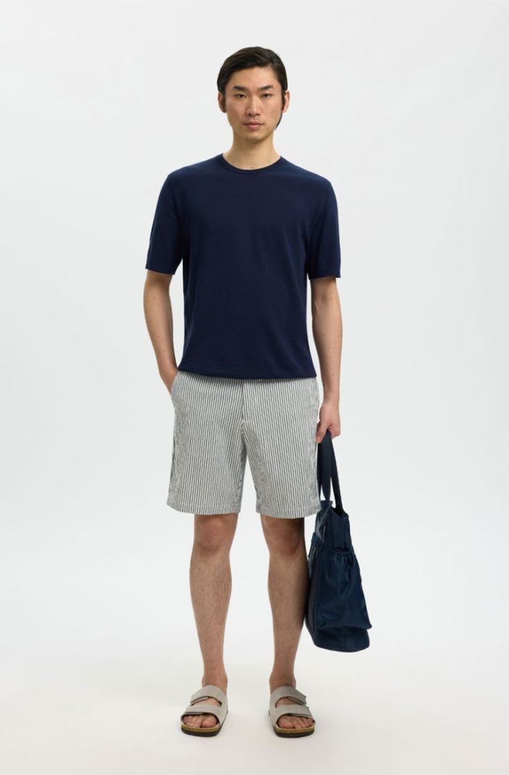 slhtorino ss knit crew neck navy blazer