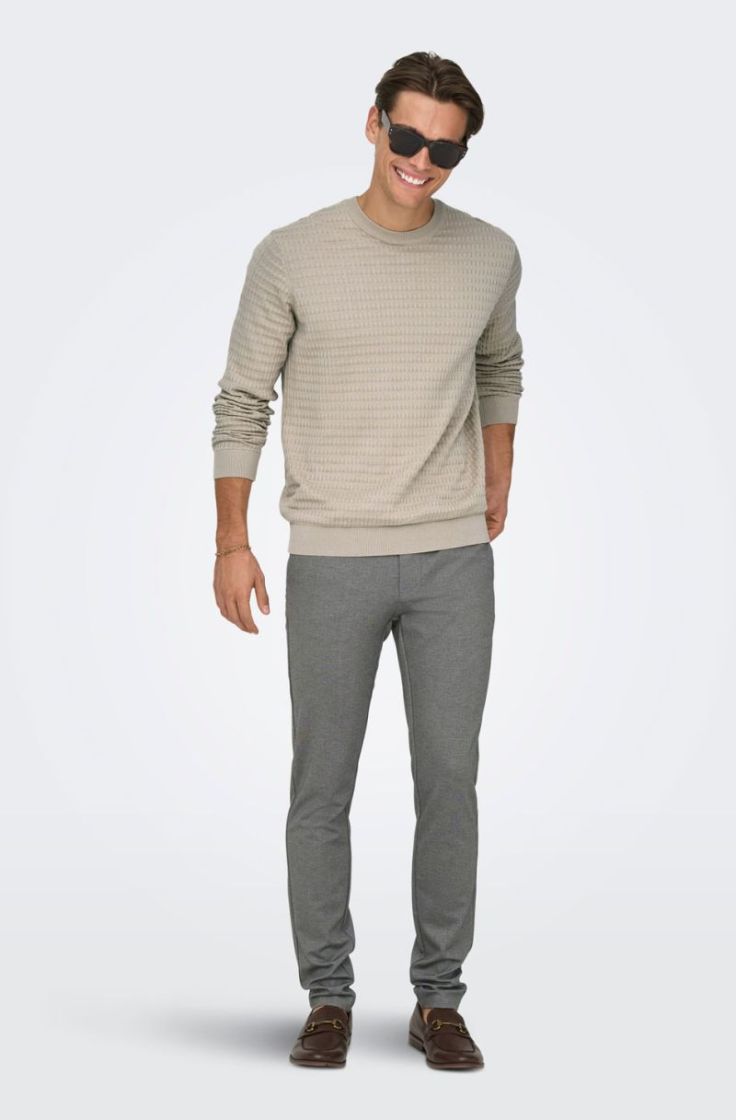 onsmark slim ditsy 020934 pant silver lining m