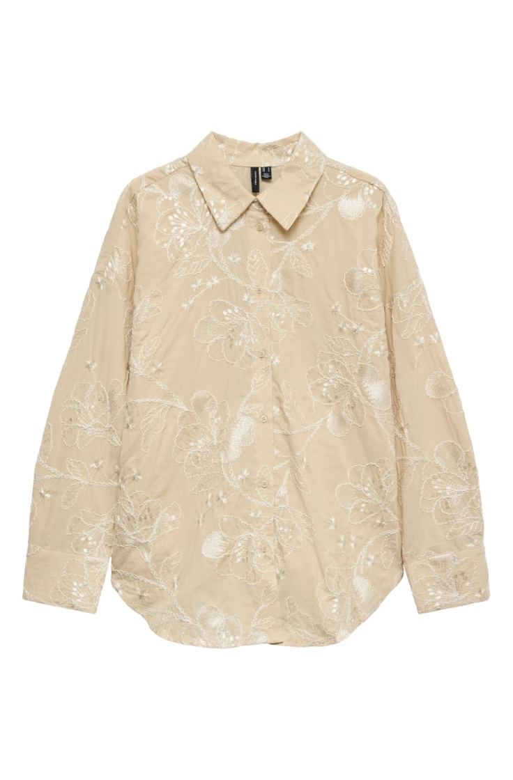 vmshine detail ls shirt wvn cement snow whi