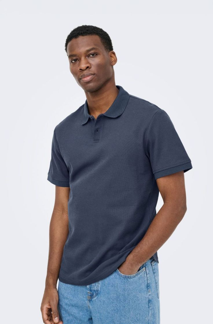 onsben reg ss polo shirt blue nights