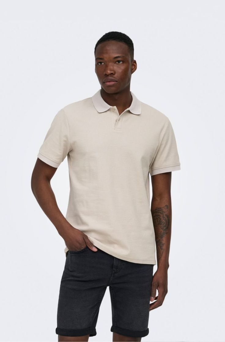 onsben reg ss polo shirt silver lining