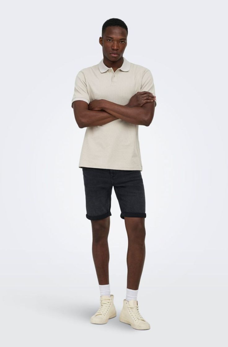 onsben reg ss polo shirt silver lining
