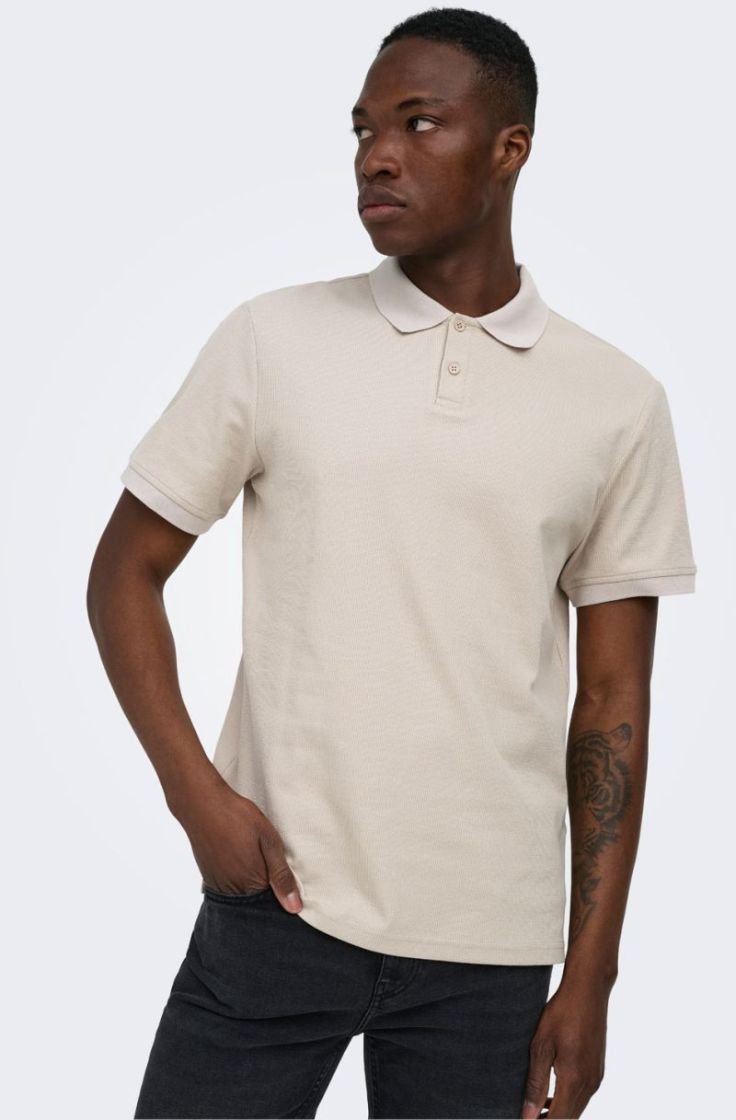 onsben reg ss polo shirt silver lining