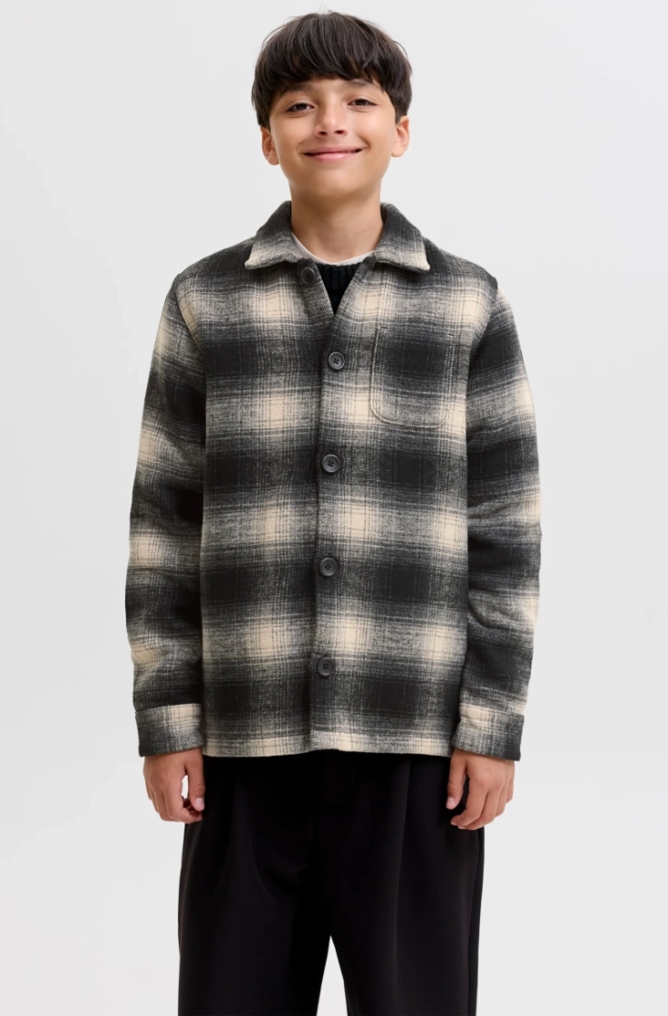 jjesoho ollie overshirt ls jnr asphalt checks
