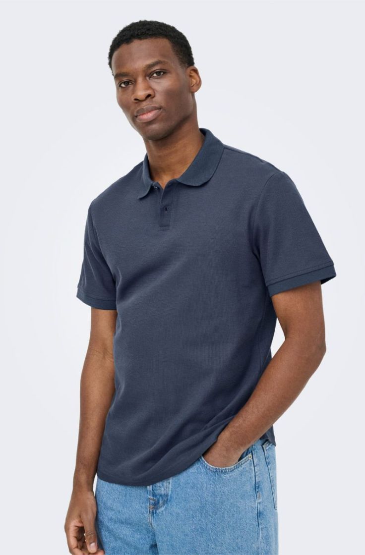 onsben reg ss polo shirt  blue nights str