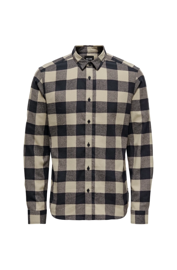onsgudmund ls checked shirt dark navy