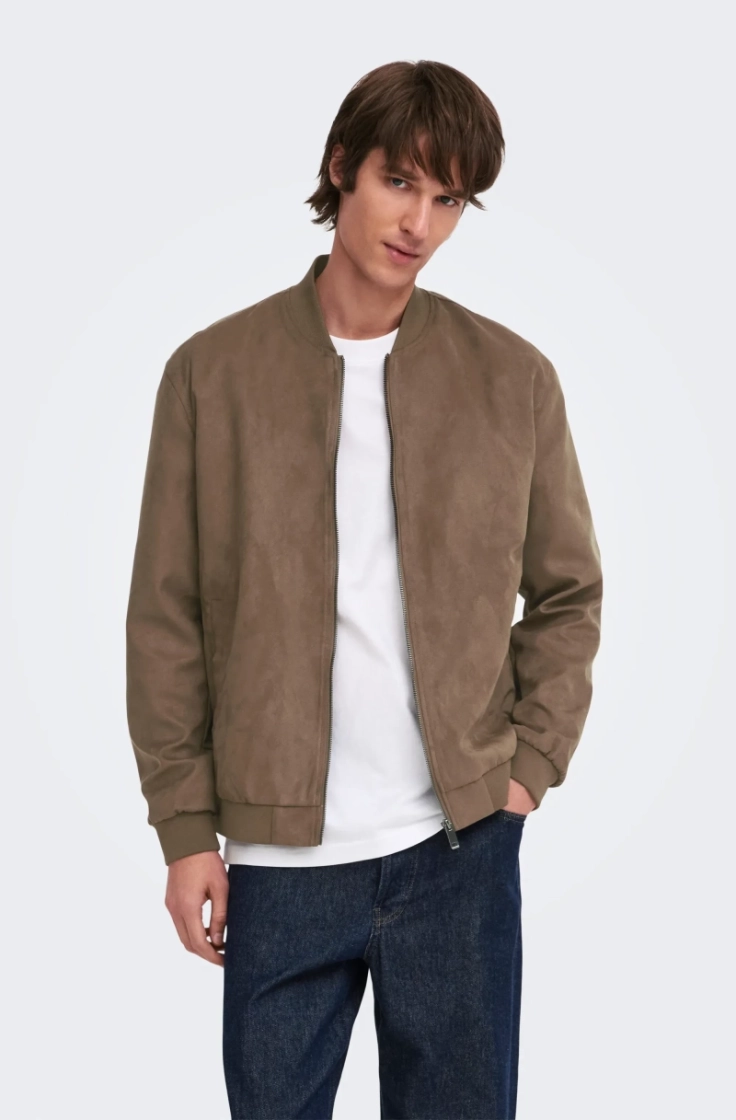 onslucas fake suede bomber otw teak