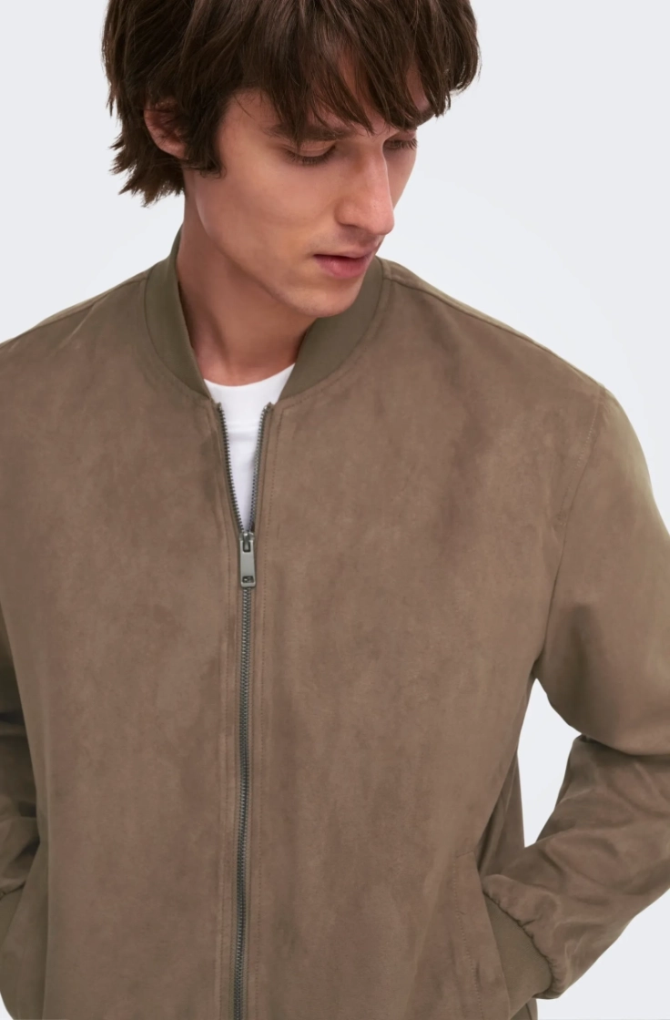 onslucas fake suede bomber otw teak
