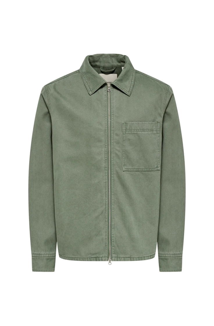 onsray washed zip jacket 0277 thyme