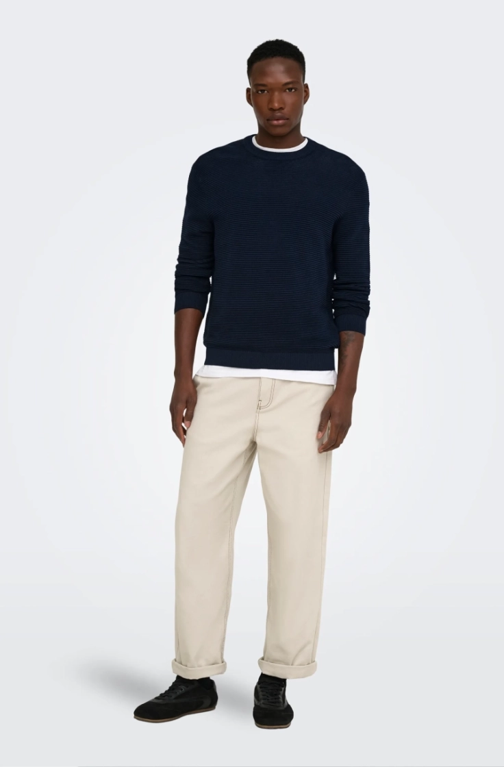 onsron reg ls crew neck knit dark sapphire
