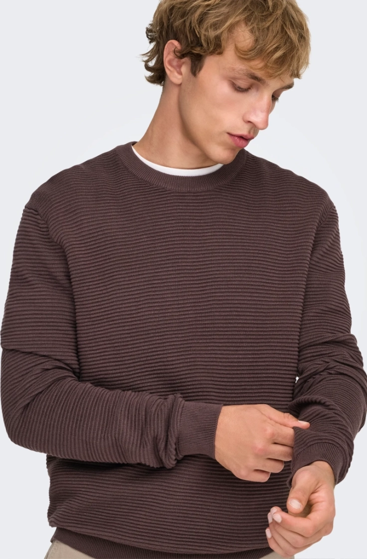 onsron reg ls crew neck knit raisin