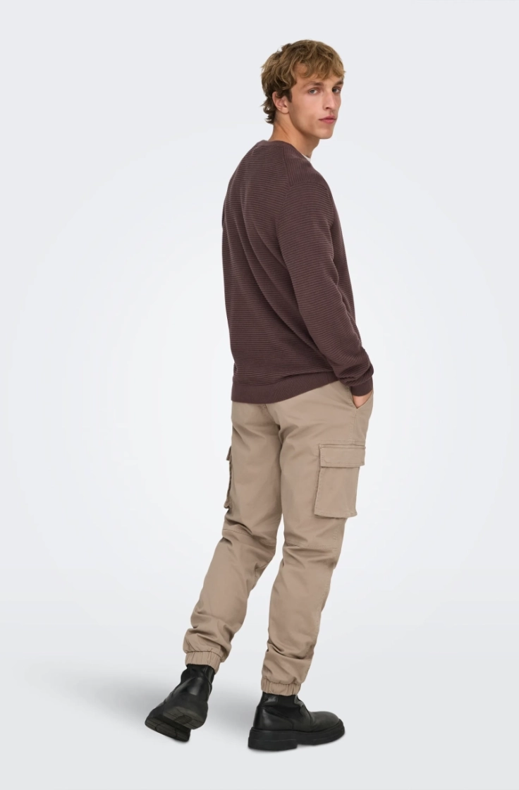 onsron reg ls crew neck knit raisin