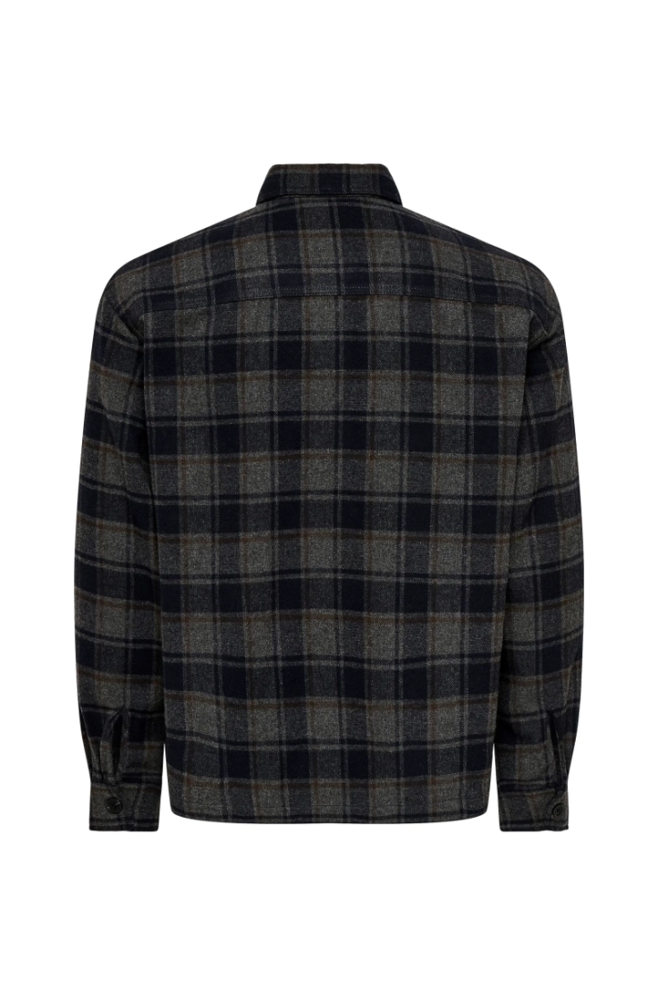 onseske checked overshirt dark navy