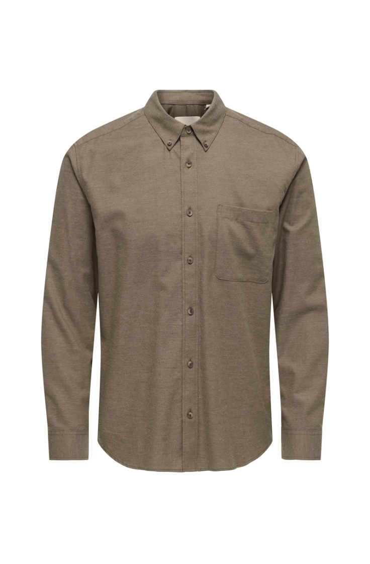 onsjupiter reg fit ls shirt canteen walnut