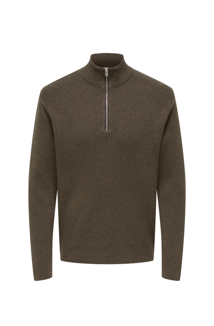 onsting life reg half zip knit coffee bean