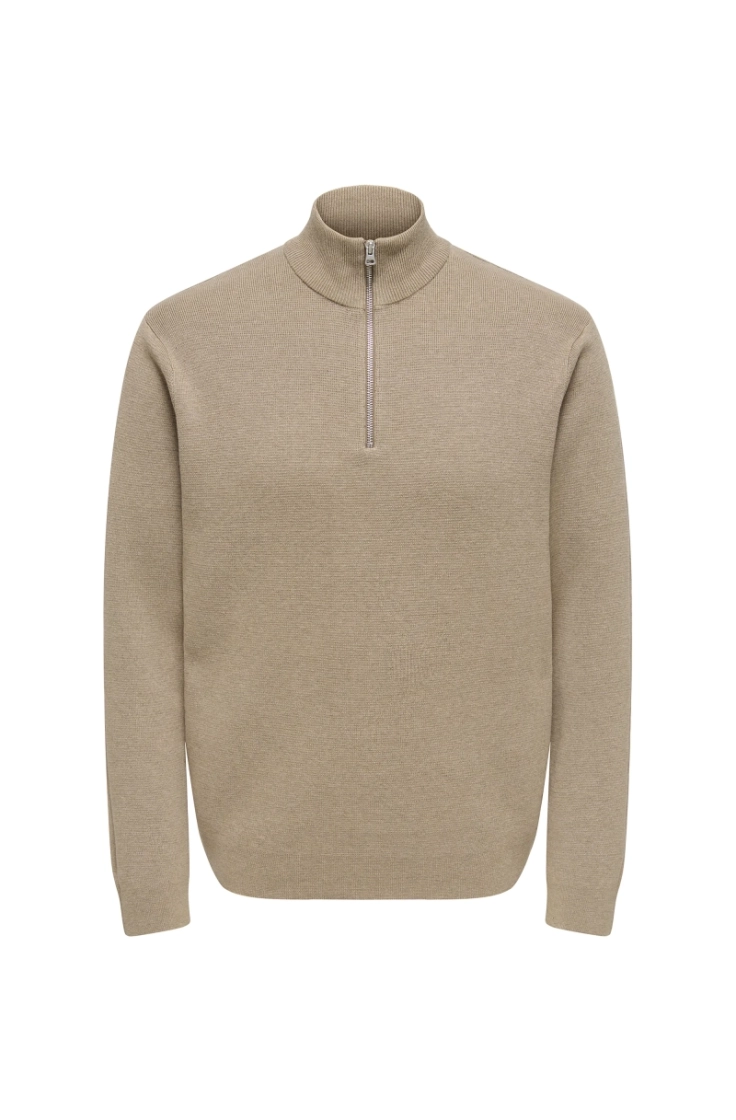 onsting life reg half zip knit desert taupe