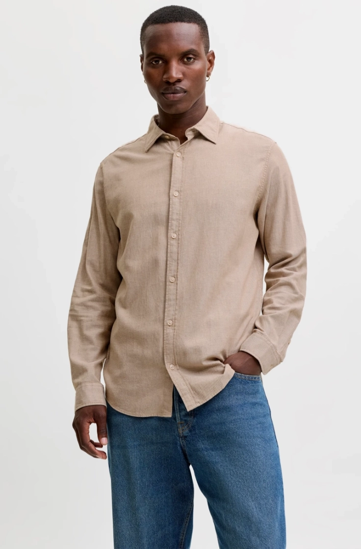 jjefield melange shirt ls sn oatmeal
