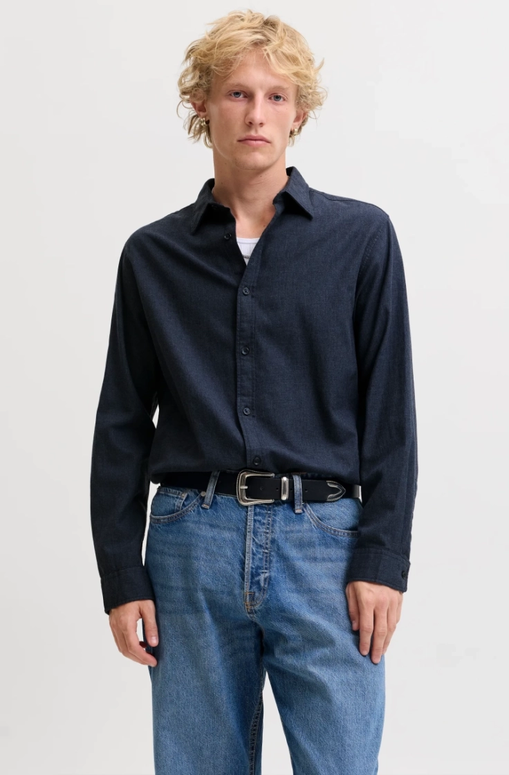 jjefield melange shirt ls sn navy blazer