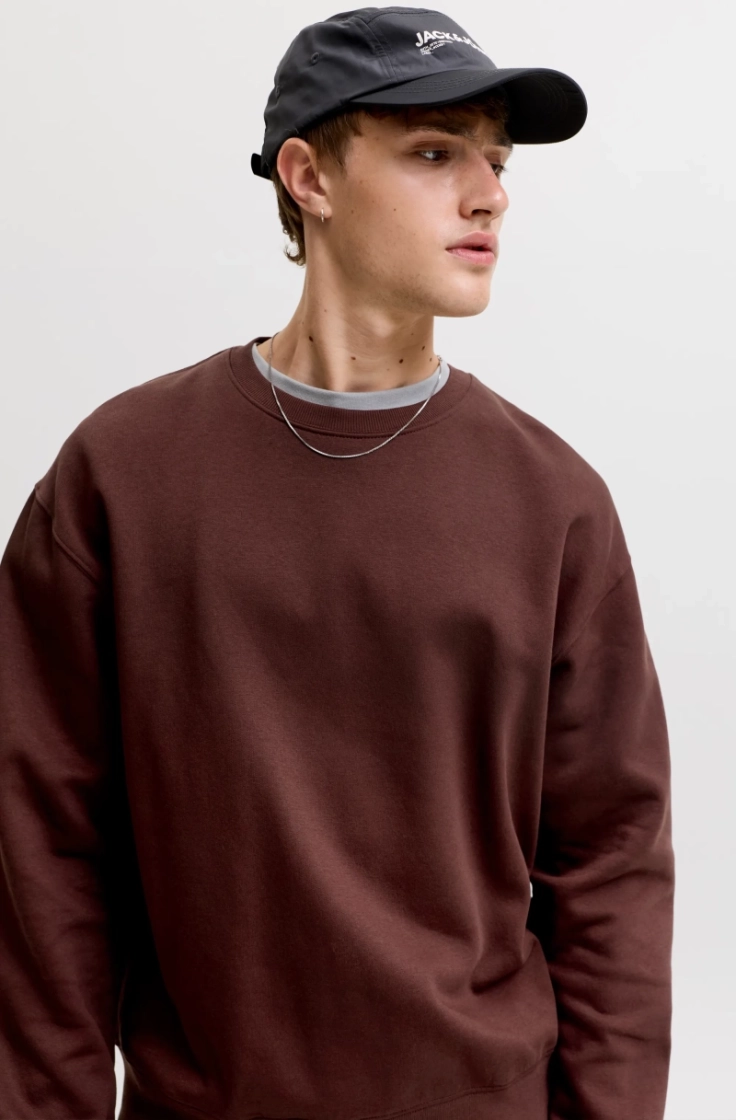 jjeace sweat crew neck bitter chocolat