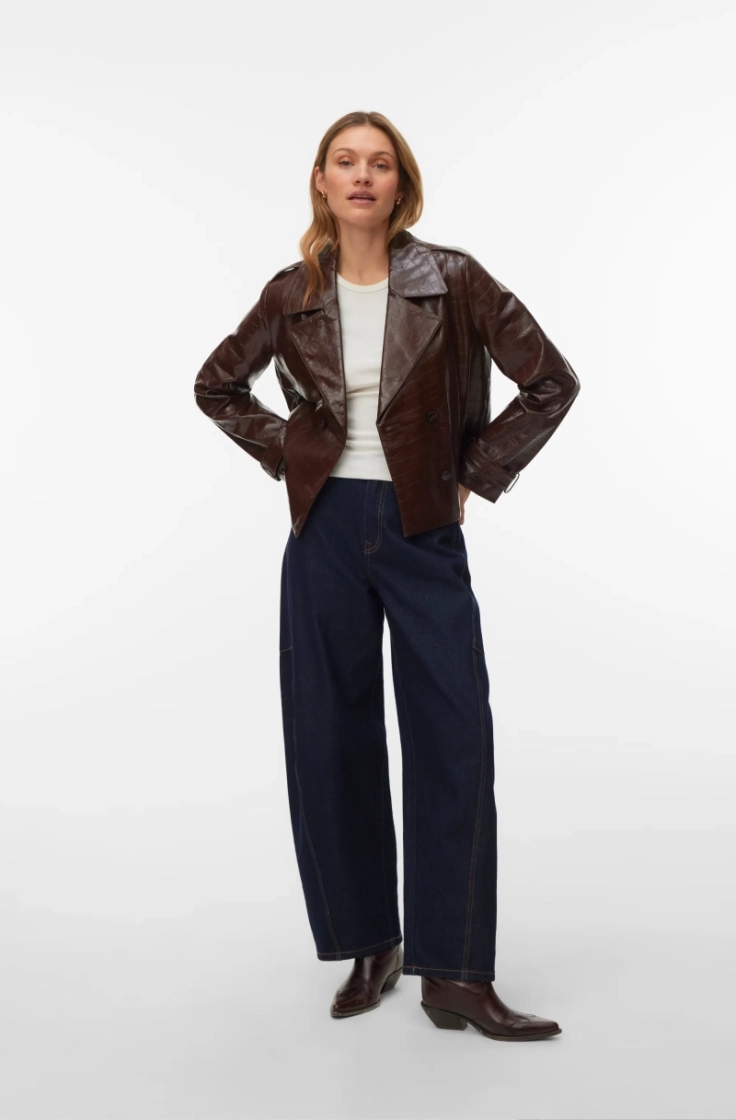 vmcarly short coated jacket cocoa brown