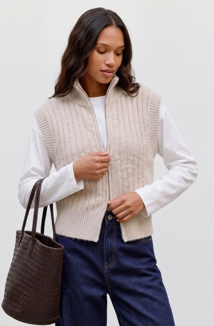 vmbang rib sl highneck zipper  birch