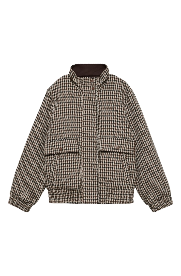 vmcheryl short check jacket en chocolate torte