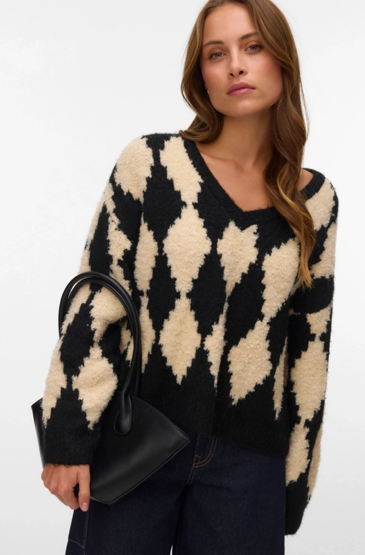 vmcolleen ls v-neck pullover b black birch