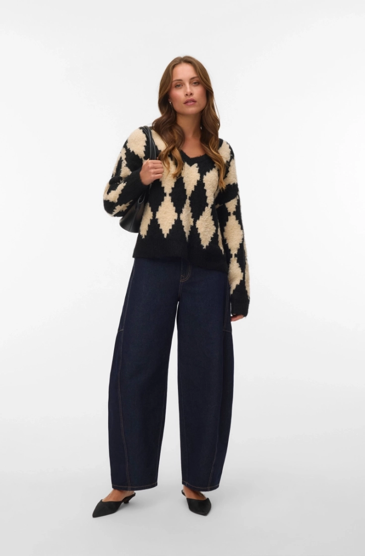 vmcolleen ls v-neck pullover b black birch