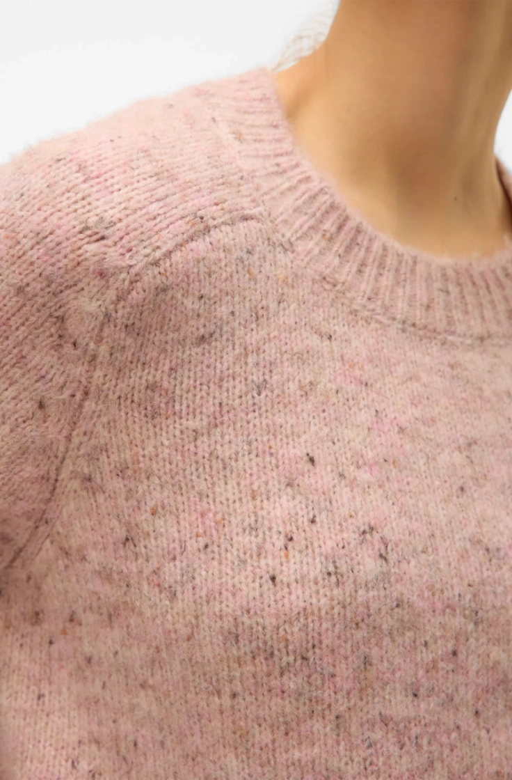 vmingrid ls o-neck pullover pink dogwood w.