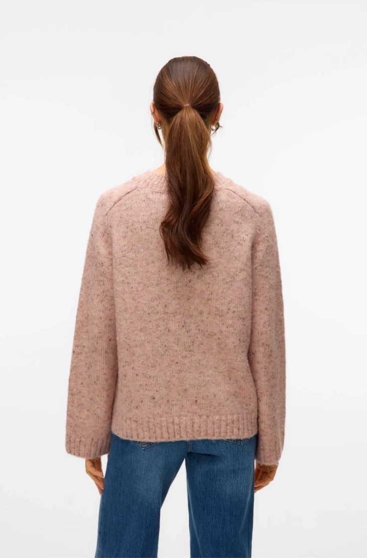 vmingrid ls o-neck pullover pink dogwood w.