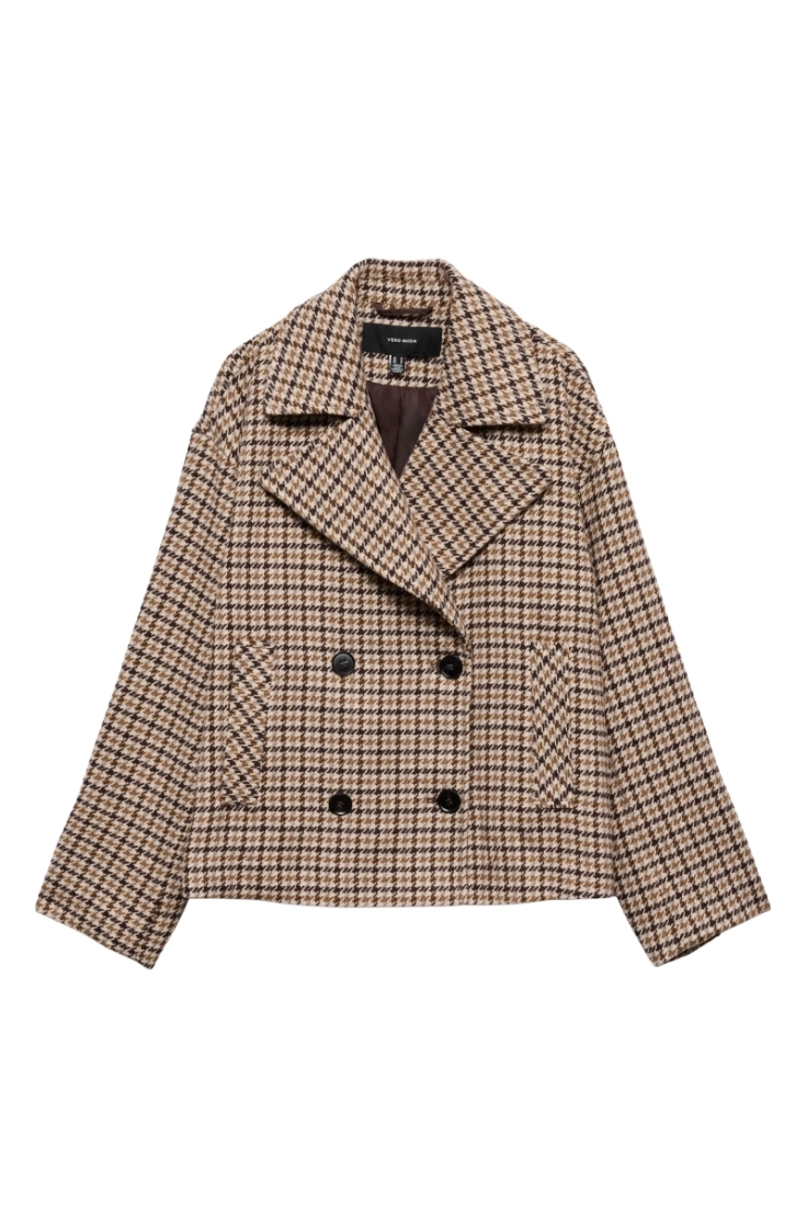 vmjackieline check short jacke chocolate torte