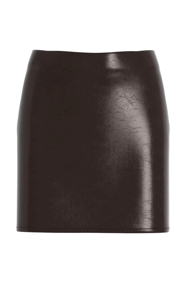 vishinny hw coated short skirt coffee bean