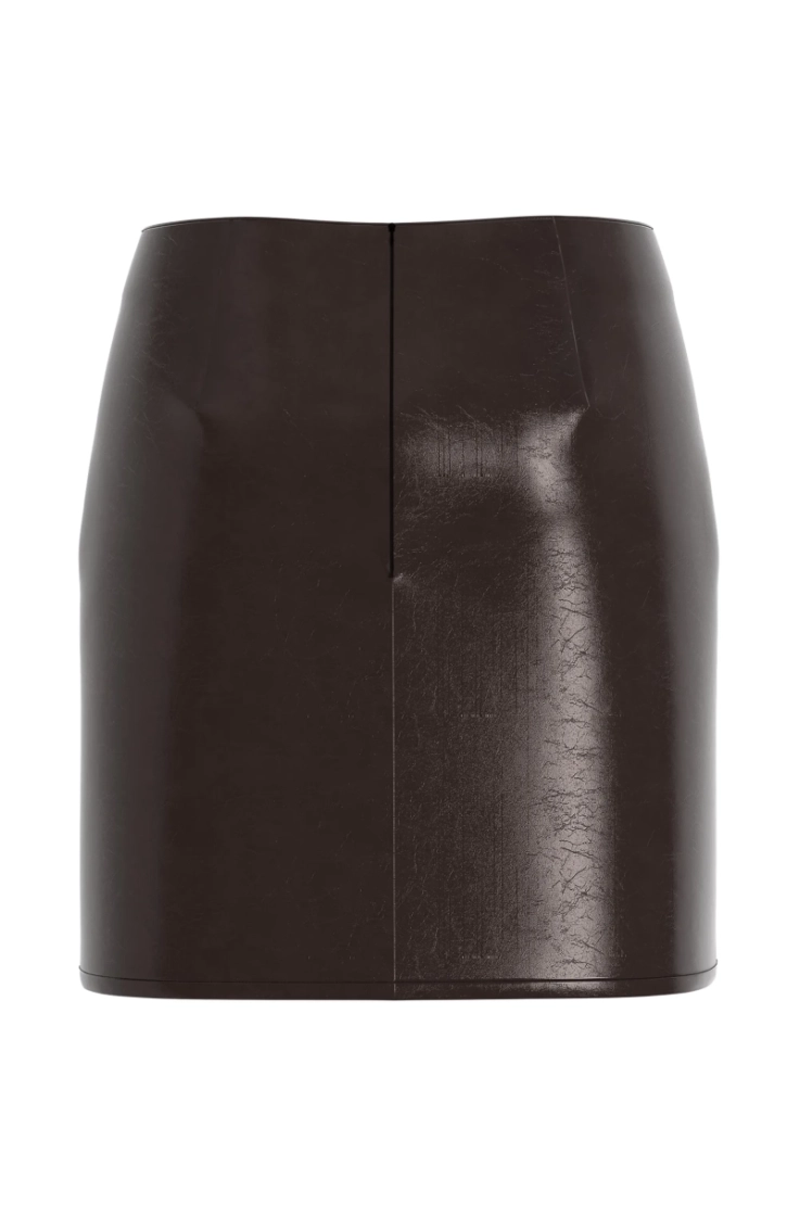 vishinny hw coated short skirt coffee bean