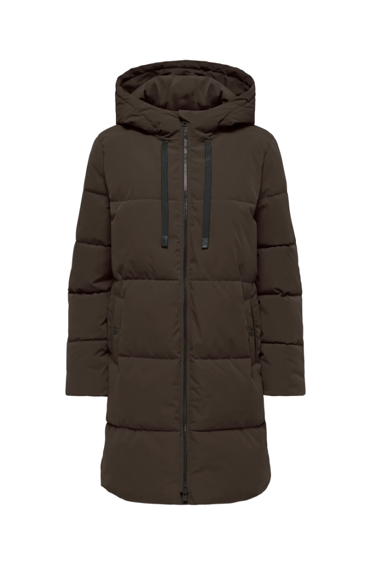 jdyblair long hood puffer otw chocolate torte