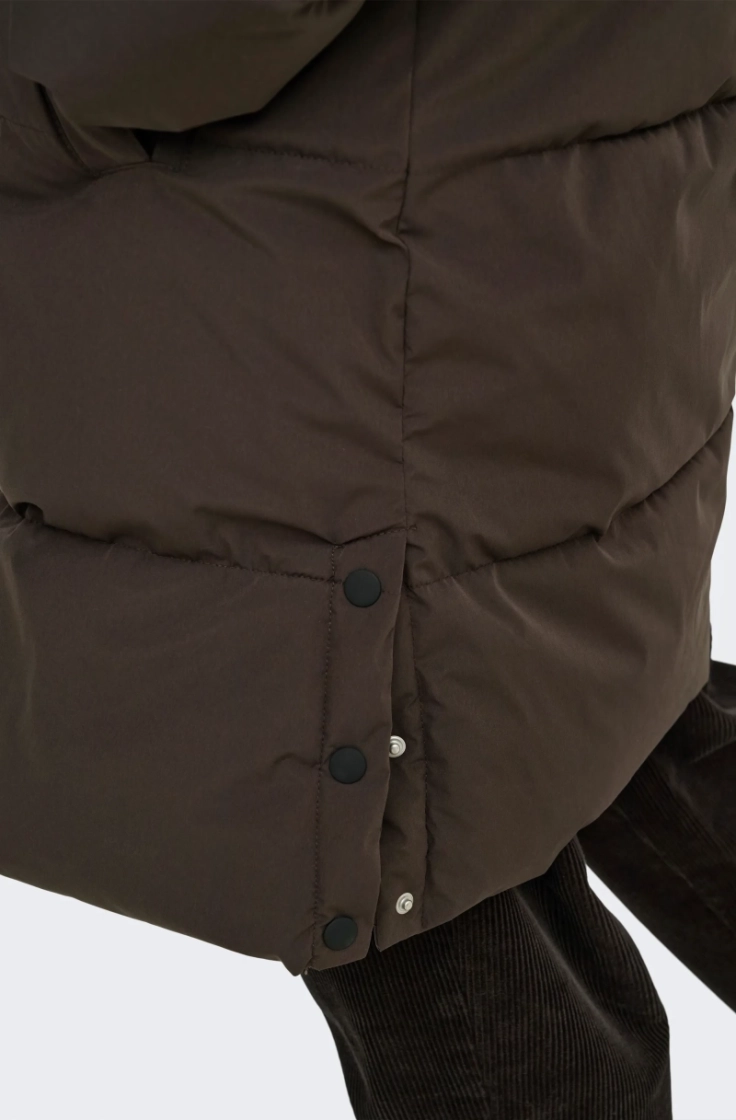 jdyblair long hood puffer otw chocolate torte