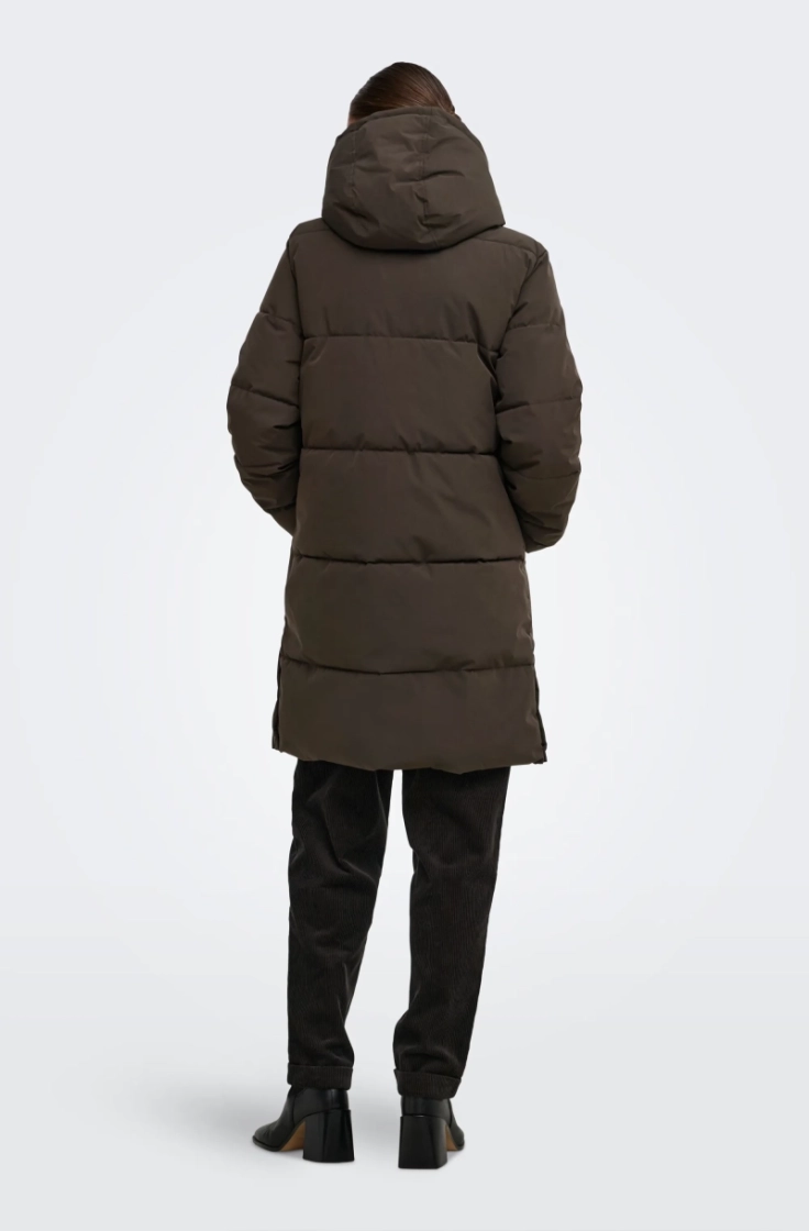 jdyblair long hood puffer otw chocolate torte