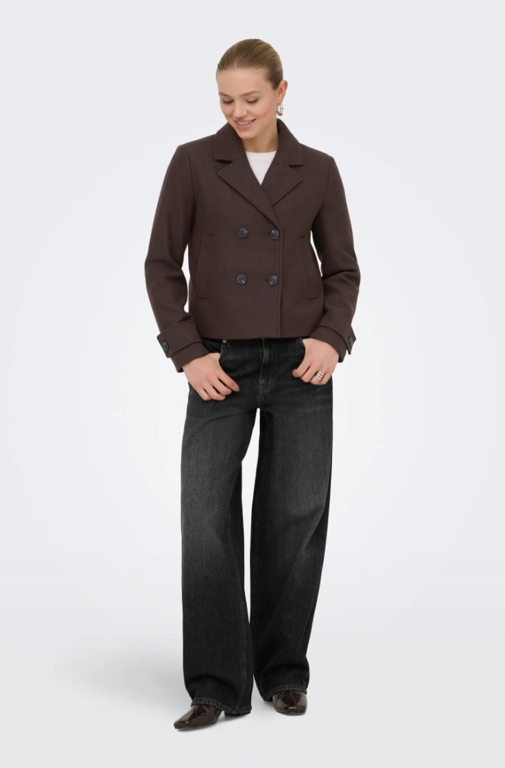 onlfreja short db jacket otw hot fudge melan