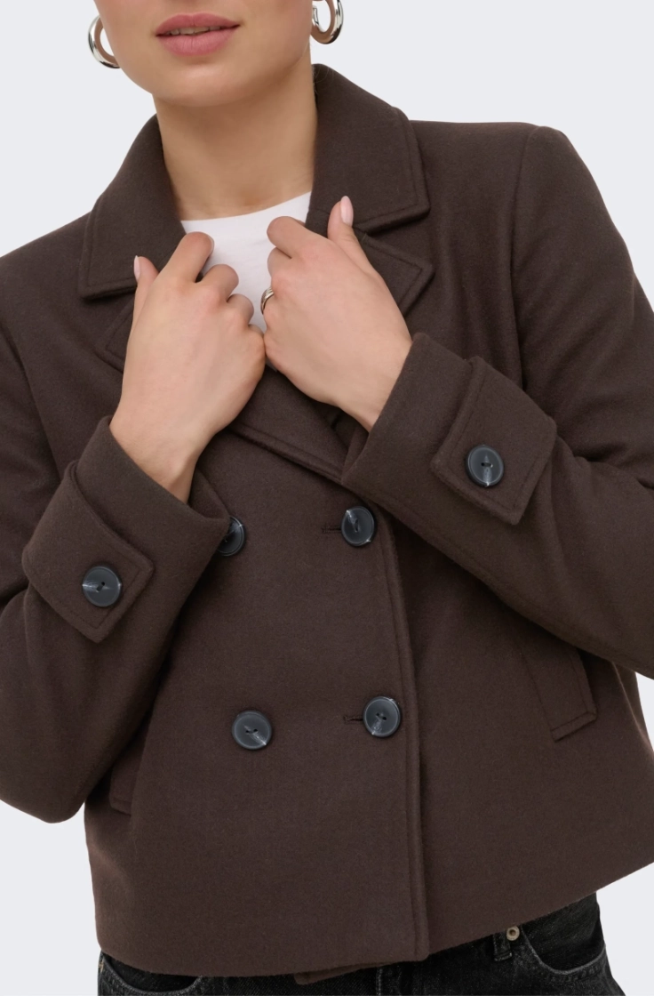 onlfreja short db jacket otw hot fudge melan