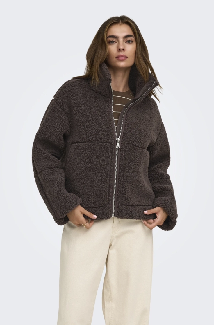 onlaspen teddy jacket otw coffee bean